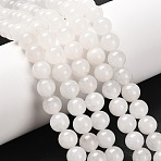 Natural White Jade Round Bead Strands, 8~8.5mm, Hole: 1mm, about 45~47pcs/strand, 15 inch(G-E334-8mm-13)