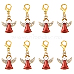 20Pcs Angel Alloy Enamel Pendant Decorations, with Alloy Lobster Claw Clasps, Red, 36mm(HJEW-YW00271-01)