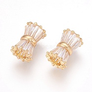 Brass Clear Cubic Zirconia European Beads, Large Hole Beads, Sandglass, Golden, 9x13mm, Hole: 4mm(KK-G348-01G)