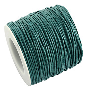 Eco-Friendly Waxed Cotton Thread Cords, Macrame Beading Cords, for Bracelet Necklace Jewelry Making, Teal, 1mm, about 100yards/roll(YC-R008-1.0mm-275)