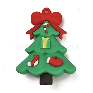 Christmas PVC Big Pendants, Christmas Tree, 53x40.5x23mm, Hole: 2mm(KY-D018-01H)