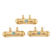 Synthetic Turquoise Pendants, 304 Stainless Steel Column Charms, PVD Vacuum Plating, Real 18K Gold Plated, 15x33x9mm, Hole: 4mm(STAS-P380-67G-01)