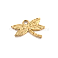 304 Stainless Steel Pendants, Dragonfly Charm, Golden, 14x18mm(PW-WG34710-02)