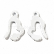 Spray Painted 201 Stainless Steel Charms, White, 13x8x1mm, Hole: 1.2mm(STAS-G304-27A)