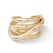 Rack Plating Brass Multi Circle Criss Cross Open Cuff Ring for Women, Cadmium Free & Nickel Free & Lead Free, Real 18K Gold Plated, US Size 6 3/4(17.1mm)(X-RJEW-B043-12)