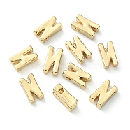 Golden Plated Alloy Beads, Initial Letter, Letter.N, 10x3mm, Hole: 1.8mm(PALLOY-CJC0001-64KCG-N)