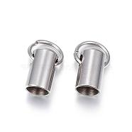 201 Stainless Steel Cord Ends, End Caps, Column, Stainless Steel Color, 12x7mm, Hole: 3mm, about 6mm inner diameter(STAS-E120-02-6mm)