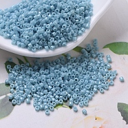MIYUKI Delica Beads, Cylinder, Japanese Seed Beads, 11/0, (DB0218) Opaque Med Turquoise Blue Luster, 1.3x1.6mm, Hole: 0.8mm, about 2000pcs/10g(X-SEED-J020-DB0218)