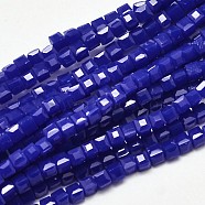 Faceted Cube Glass Beads Strands, Blue, 2.5x2.5x2.5mm, Hole: 0.5mm, about 185pcs/strand, 15.7 inch(EGLA-J133-C03)
