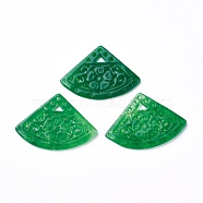 Natural Dyed Jade Pendants, Fan, 30.5x42.5x2.5mm, Hole: 1.2mm(X-G-F611-02)