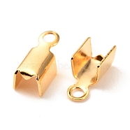 Brass Folding Crimp Ends, Fold Over Crimp Cord Ends, Long-Lasting Plated, Real 18K Gold Plated, 7.5x3.5x3mm, Hole: 1.2mm, Inner Diameter: 3mm(KK-F824-111G)