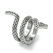 Snake Alloy Wrap Open Cuff Rings, Lead Free & Cadmium Free, Antique Silver, 36mm, Inner Diameter: 16mm(RJEW-K275-77AS)