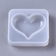 Silicone Molds, Resin Casting Molds, For UV Resin, Epoxy Resin Jewelry Making, Heart, White, 42x47x12mm(DIY-F041-14A)