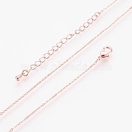 Brass Cable Chain Necklaces, with Lobster Claw Clasp, Rose Gold, 17.51 inch(44.5cm)(X-MAK-P011-01RG)