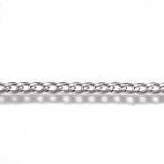304 Stainless Steel Chain, Curb Chain, Twisted Chain, Unwelded, Stainless Steel Color, 3.5x2x0.8mm(X-CHS-G017-11P-0.6mm)