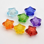 Transparent Acrylic Beads, Bead in Bead, Star, Mixed Color, 20x18x12mm, Hole: 3mm(X-TACR-S091-20mm-M)