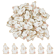 40Pcs Alloy Pendants, with Enamel, Rabbit, Light Gold, White, 22x13x2mm, Hole: 2mm(ENAM-DC0001-62)
