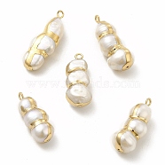 Baroque Natural Keshi Pearl Pendants, Gourd Charms, with Brass Loops, Light Gold, 18~22x6.5~8x6.5~7.5mm, Hole: 1.8mm(PEAR-P004-72KCG)