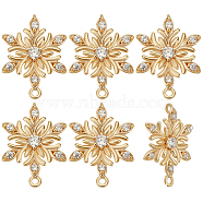 10Pcs Brass Micro Pave Clear Cubic Zirconia Connector Charms, Flower Links, Real 18K Gold Plated, 18x13x2mm, Hole: 0.9mm & 1.2mm(ZIRC-BBC0002-40)
