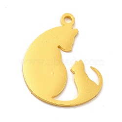 201 Stainless Steel Pendants, Cat Charms, Golden, 20.5x16.5x1mm, Hole: 1.5mm(STAS-E175-01G)