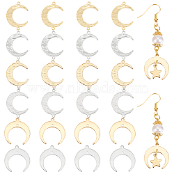 AHADERMAKER 24Pcs 6 Styles Brass Connector Charms, Long-Lasting Plated, Moon, Mixed Color, 16.5~22x16.5~22x0.8~1mm, Hole: 1.2~1.5mm, 4pcs/style(KK-GA0001-27)