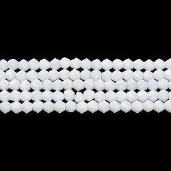 Opaque Solid Color Imitation Jade Glass Beads Strands, Faceted, Bicone, White, 4x4mm, Hole: 0.8mm, about 87~98pcs/strand, 12.76~14.61 inch(32.4~37.1cm)(GLAA-F029-P4mm-15)