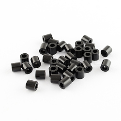 5mm Melty Beads PE Fuse Beads, Small DIY PE Beads, Tube, Black, 5x5mm, Hole: 3mm(X-DIY-R013-14)