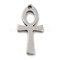 Non-Tarnish 201 Stainless Steel Pendants, Ankh Cross Charms, Stainless Steel Color, 14x7x1mm, Hole: 0.8mm(STAS-E176-20P)