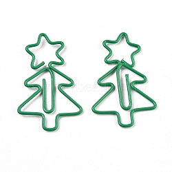 Christmas Tree Shape Iron Paperclips, Cute Paper Clips, Funny Bookmark Marking Clips, Sea Green, 33.2x20.1x1.5mm, 20pcs/box(TOOL-I005-19)