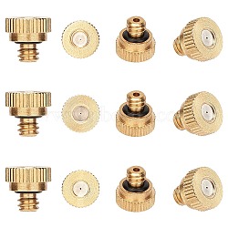 Brass Misting Nozzles Replacement Heads, for Outdoor Cooling System, Golden, 9.5x9.5mm, Hole: 0.2mm and 1.6mm, 30pcs/box(KK-GA0001-03)
