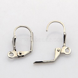304 Stainless Steel Leverback Earring Findings, with Loop, Stainless Steel Color, 19x9.5mm, Pin: 0.7mm, Hole: 1.6mm(STAS-N019-10)