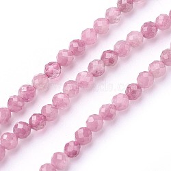 Natural Tourmaline Beads Strands, Faceted, Round, Hot Pink, 3mm, Hole: 0.5mm, about 115~130pcs/strand, 14.5~16.1 inch(37~41cm)(G-F619-20A-3mm)