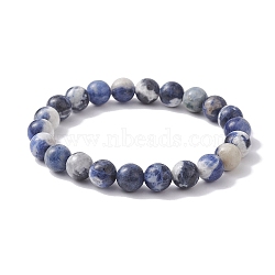 Natural Sodalite Round Beaded Stretch Bracelets, Inner Diameter: 2-1/8 inch(5.5cm)(BJEW-TA00431)