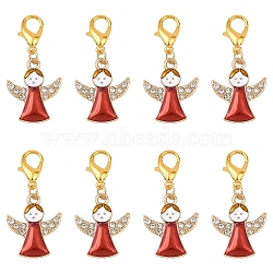20Pcs Angel Alloy Enamel Pendant Decorations, with Alloy Lobster Claw Clasps, Red, 36mm(HJEW-YW00271-01)
