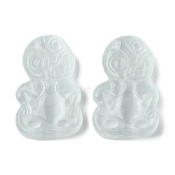 Natural Selenite Big Pendants, Monkey, White, 50~51x31~31.5x7~9mm, Hole: 1.6~1.8mm(G-G113-01J)