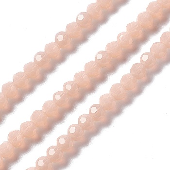 Faceted(32 Facets) Glass Beads Strands, Round, PeachPuff, 6x5.5mm, Hole: 1.2mm, about 95pcs/strand, 22.24''(56.5cm)