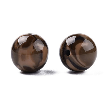 Resin Beads, Imitation Gemstone, Round, Camel, 12x11.5mm, Hole: 1.5~3mm