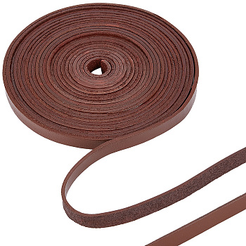 Cowhide Leather Cords, Flat, Coconut Brown, 10x2mm