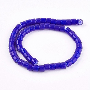 Handmade Lampwork Beads, Column, Dark Blue, 8x6mm, Hole: 3mm