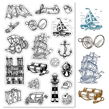 Custom PVC Plastic Clear Stamps, for DIY Scrapbooking, Photo Album Decorative, Cards Making, Stamp Sheets, Film Frame, Travel Themed, 160x110x3mm