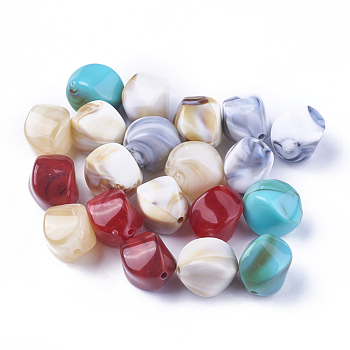 Acrylic Beads, Imitation Gemstone Style, Nuggets, Mixed Color, 15.5x12x12mm, Hole: 1.8mm