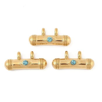 Synthetic Turquoise Pendants, 304 Stainless Steel Column Charms, PVD Vacuum Plating, Real 18K Gold Plated, 15x33x9mm, Hole: 4mm