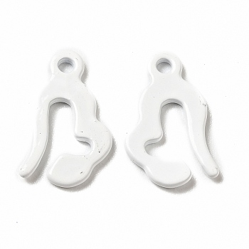 Spray Painted 201 Stainless Steel Charms, White, 13x8x1mm, Hole: 1.2mm