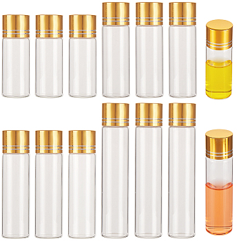 CRASPIRE 16Pcs 4 Style Glass Bead Containers, with Alumite Cover, Refillable Bottle, Column, Clear, 2.15~2.2x62~10.25cm, 4pcs/style