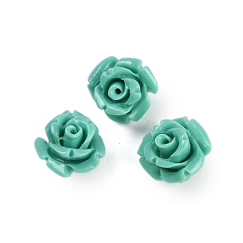 Synthetic Coral Carved Beads, Dyed, Flower, Turquoise, 10x8.5mm, Hole: 1.3mm