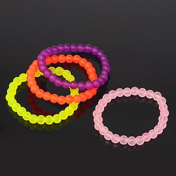 Stretchy Frosted Glass Beads Kids Bracelets for Children's Day, Mixed Color, 42mm