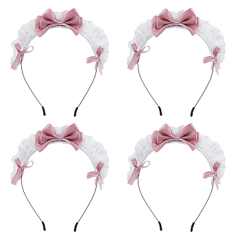 Cloth Bowknot Hair Bands for Women Girl, Pink, 180x165x12mm