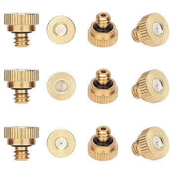 Brass Misting Nozzles Replacement Heads, for Outdoor Cooling System, Golden, 9.5x9.5mm, Hole: 0.2mm and 1.6mm, 30pcs/box