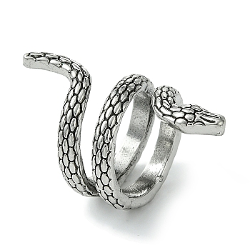 Snake Alloy Wrap Open Cuff Rings, Lead Free & Cadmium Free, Antique Silver, 36mm, Inner Diameter: 16mm