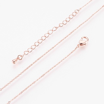 Brass Cable Chain Necklaces, with Lobster Claw Clasp, Rose Gold, 17.51 inch(44.5cm)